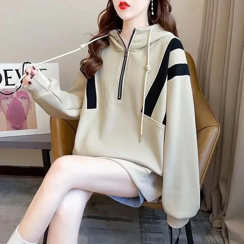 Spring and Autumn Woman Tops Cotton Hoodies Korean Fashion Hooded Sweatshirt for Women Cheap On Promotion Xxl E Popular Clothes