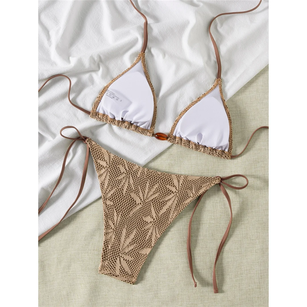 XS - L Bedruckter Neckholder-Zweiteiler-Bikini, Damen-Bikini, Badeanzug, Damen-Badebekleidung, hoch geschnittener Badeanzug, Badebekleidung, Schwimmanzug V7590 – Detail 4
