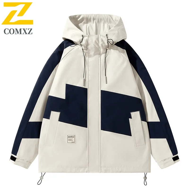 

COMXZ Мужская осенняя новая куртка, классическая ветрозащитная куртка с капюшоном для приключений на открытом воздухе, легкие удобные пальто для отдыха и путешествий