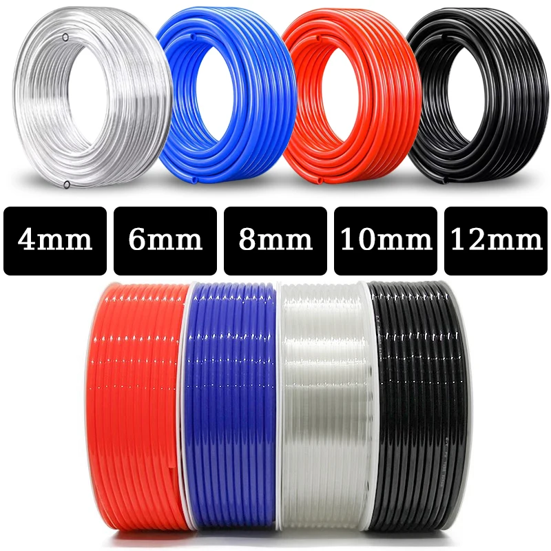 

10m/20m/50m/100m Pneumatic Air Hose Plastic Tube 4mm 6mm 8mm 10mm 12mm Pipe Line Hose Tube Pneumatic Tube Polyurethane Tubing