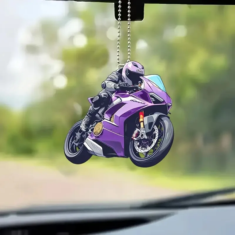 Hot Selling Simulation Motorcycle Acrylic 2D Plane Car Pendant Creative Cool Motorcycle Car Rearview Mirror Decoration Pendant