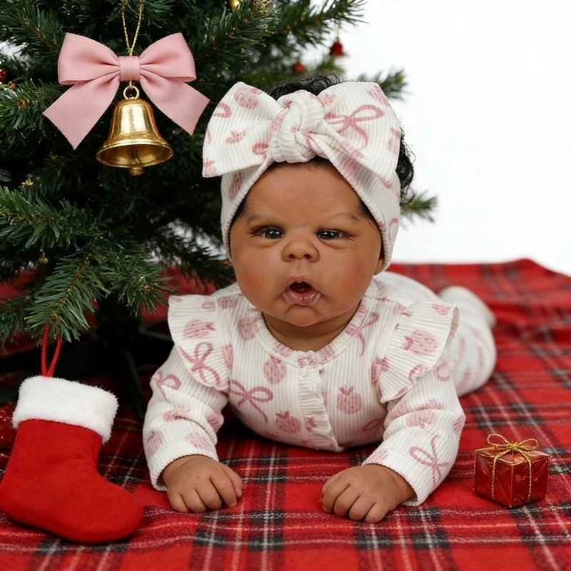 Bambola Reborn Occhi Blu Gounchi con Capelli Impiantati 50cm Corpo in Cotone Fatta a Mano Regalo Artistico Giocattolo