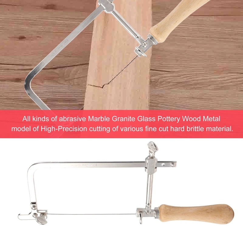 ABMO Coping Saw โครงเหล็กและเลื่อยลวดเส้นผ่านศูนย์กลาง 1 มม. 12 ชิ้น การตัดที่แม่นยําสําหรับไม้ โลหะ พลาสติก ฯลฯ