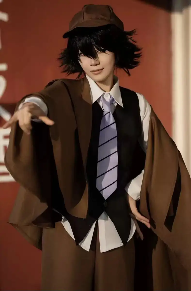 Costume de cosplay Anime Bungo Stray Dogs Saison 4 Hunting Dog Ranpo Edogawa, ensemble complet d'uniformes de détective, cape, perruque, lunettes