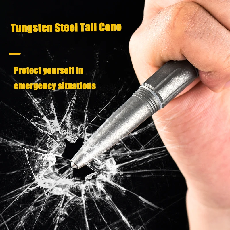 Imagem -03 - Titanium Alloy Tactical Business Pen Tungsten Steel Tail Cone Broken Window Signature Pen Neutro Outdoor Edc Ferramenta