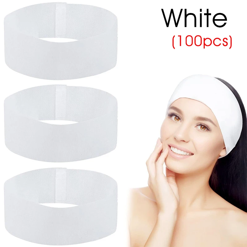 10/50/100 stücke Einweg SPA Gesichts Stirnbänder Weiß Gesichts Kosmetikerin Stirnband Wrap Vlies Weiche Hautpflege Schönheit Salon liefert