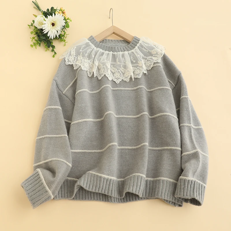 Autumn New Sweet Round Neck Pullovers Sweater Women Long Sleeve Casual Pullovers D207