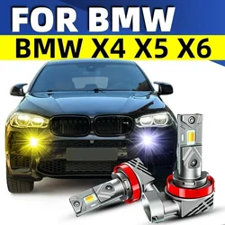 2x Car LED Front Fog Lights Bulbs Dual Colors Switchback White Yellow For BMW X4 F26 X5 E53 F15 F85 X6 F16 F86 2018 2017 2016