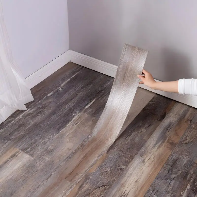 10Pcs Sxp Wood Grain Strips Self-Adhesive Floor Stickers with Aluminum Foil Backing for Living Room Bedroom Office Indoor Spaces
