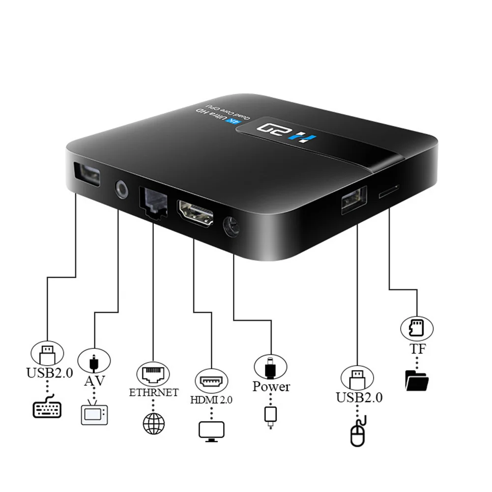 H20 PRO Smart Android TV Box Android 10.0 8GB WIFI 4K HD Media Player TV Box Android Play Store Very Fast 1080P Set Top Box GPU