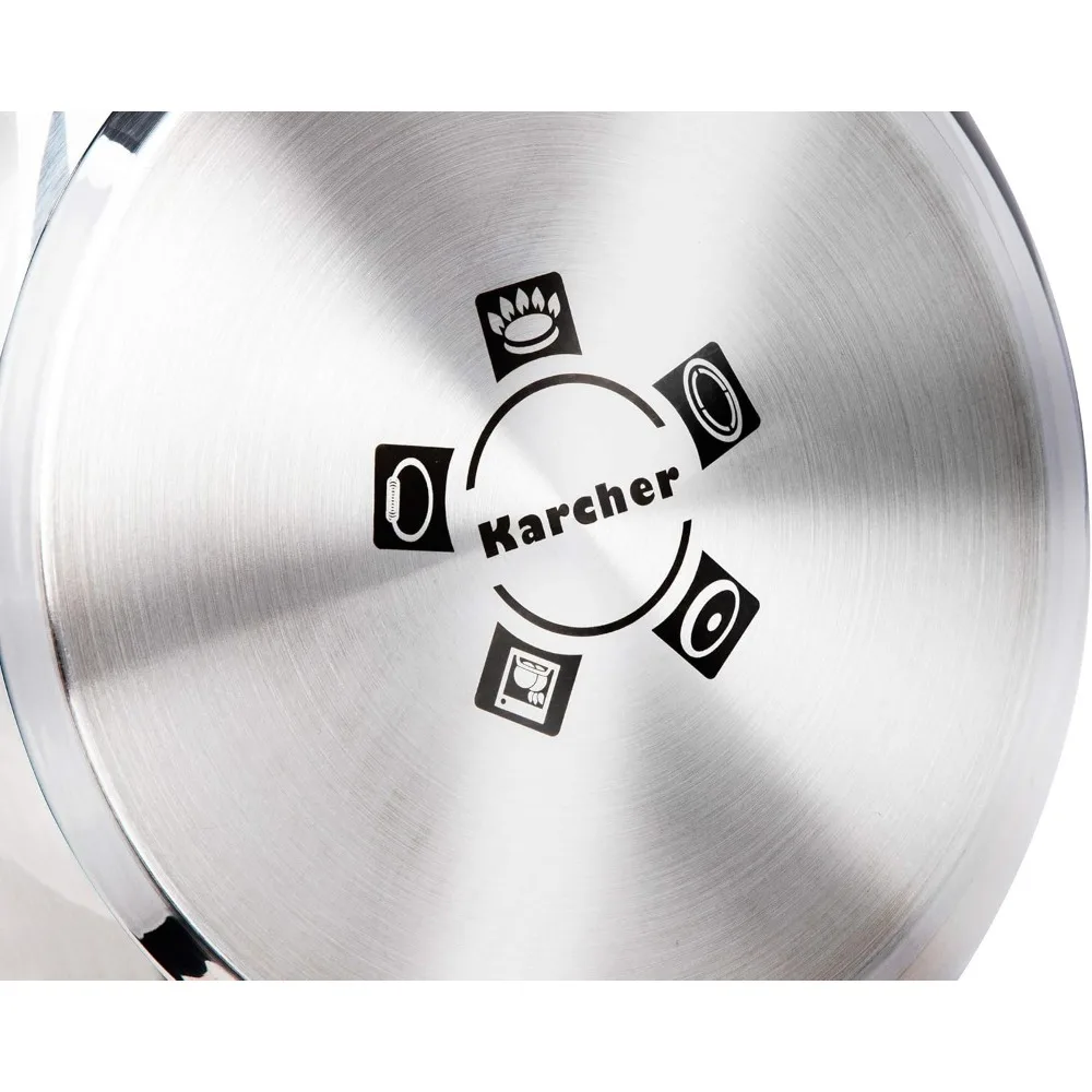 Набор индукционной посуды из нержавеющей стали от Karcher Jovita: кастрюли, сковороды и кастрюли из 10 предметов со стеклянными крышками