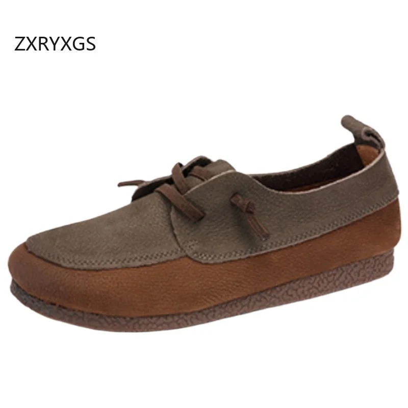 

ZXRYXGS Ретро-стиль, цветные туфли премиум-класса из натуральной кожи, повседневные кроссовки, туфли на плоской подошве, женская новая модная дорожная обувь 2025