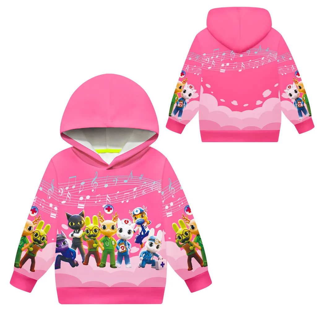 5464 Kids Boys Girls Animal Hospital Multi-color Outdoor Long Sleeves Hoodies