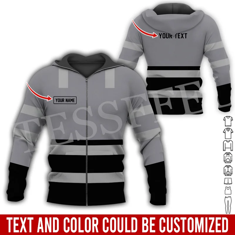 Custom Name Cosplay Worker Heavy Equipment Tow Truck Multicolor Retro Tattoo 3DPrint Harajuku Casual Pullover Jacket Hoodies A8