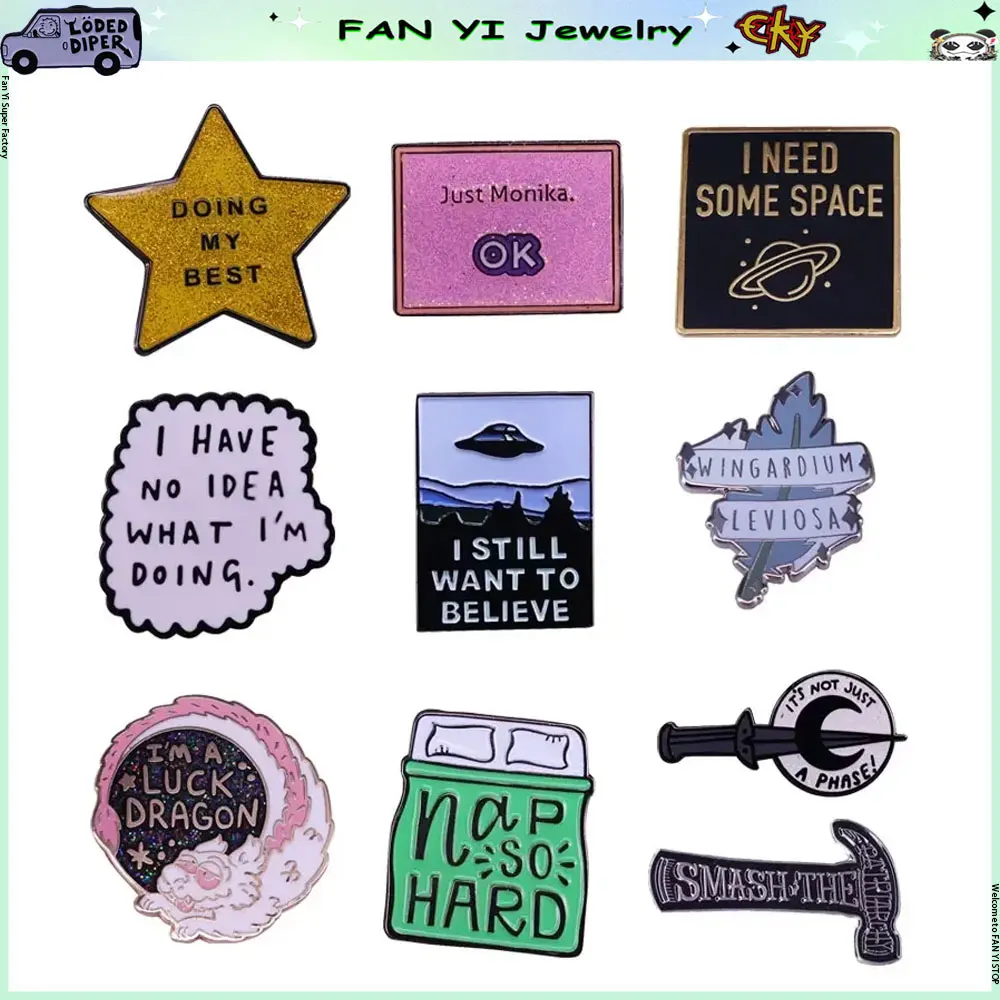 

Inspiring Quote Badge Women's Rallying Cry Brooch "I still Want to Believe in Ufos" Lapel Pin Hoodie Backpack Hat Decorative
