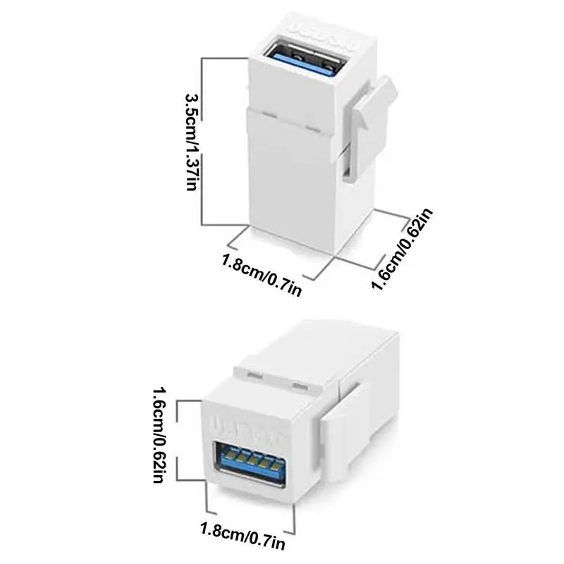 USB Keystone Jack 2pcs USB 3.0 Coupler Extension Connector USB Socket Straight Wall Module Audio Video Transmission And Charging