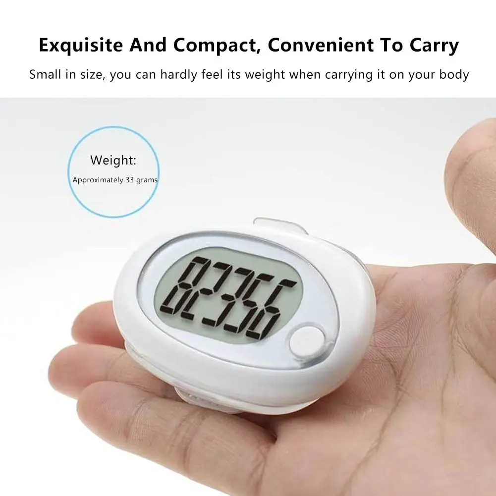 Step Counter Portable Walking 3D Pedometer with Clip and Lanyard Digital Display Black White Accurately Track Steps for Men Wome