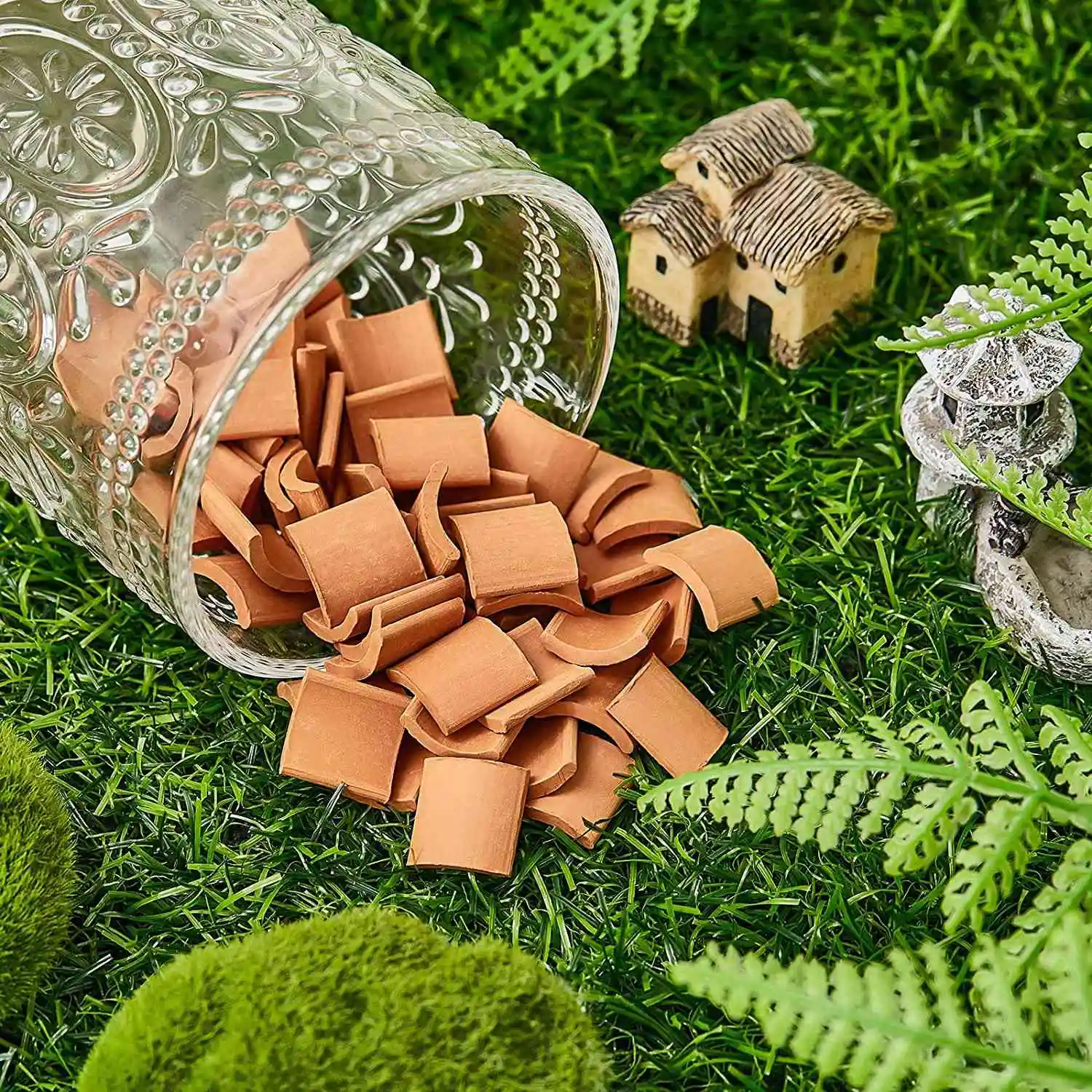 100 Pcs Roof Tiles Building Set Miniature Tiles Mini Dollhouse Shingles Fake Tile Dollhouse Kitchen Garden Accessories