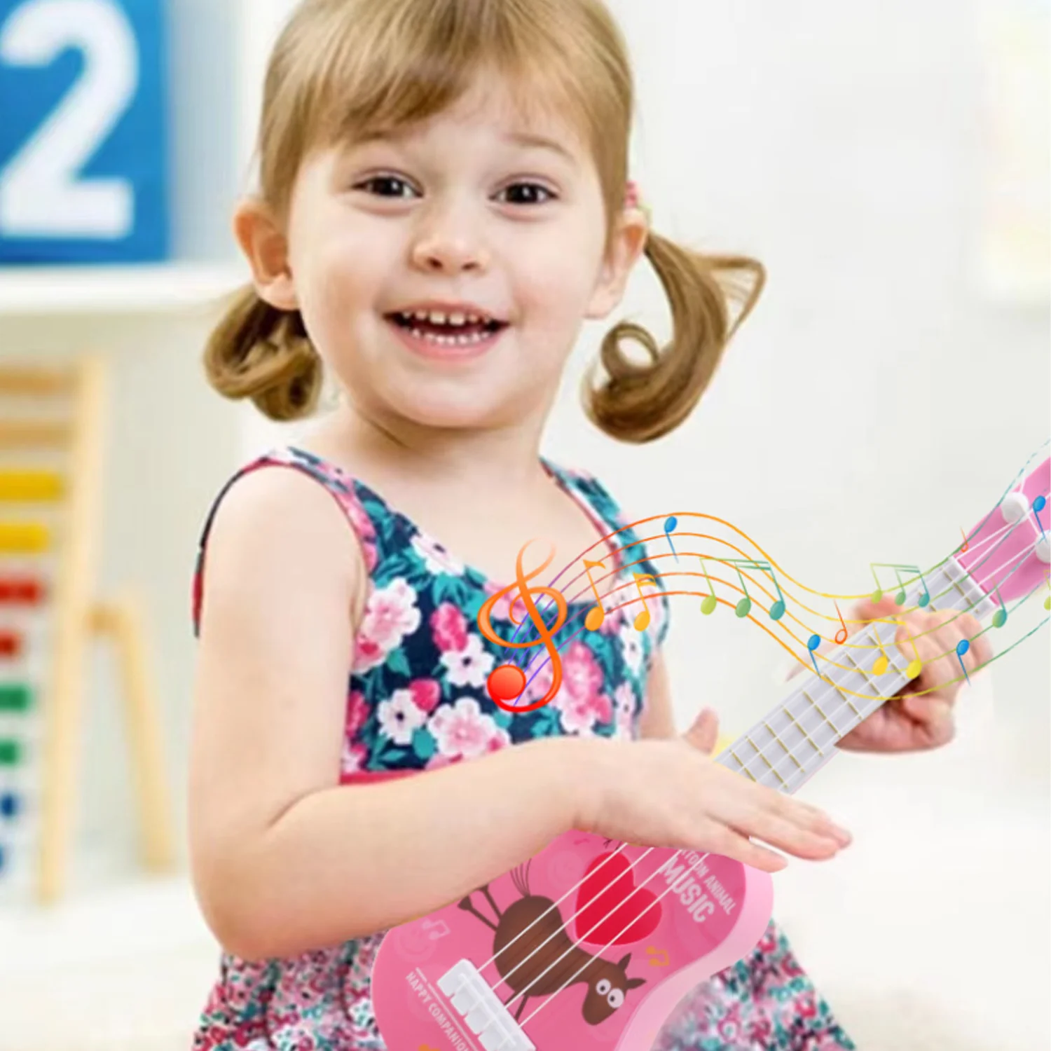 Children's simulation instrument Yukrili, mini guitar, can play early education enlightenment music toys