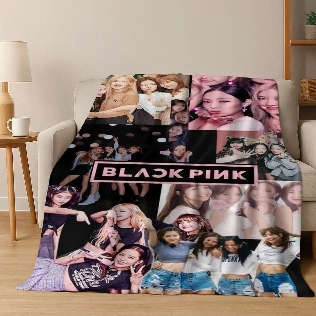 3D Kpop B-noir rose chanteur groupe étoile flanelle couverture douce chaude jeter couverture pour lit chambre salon cadeau de noël