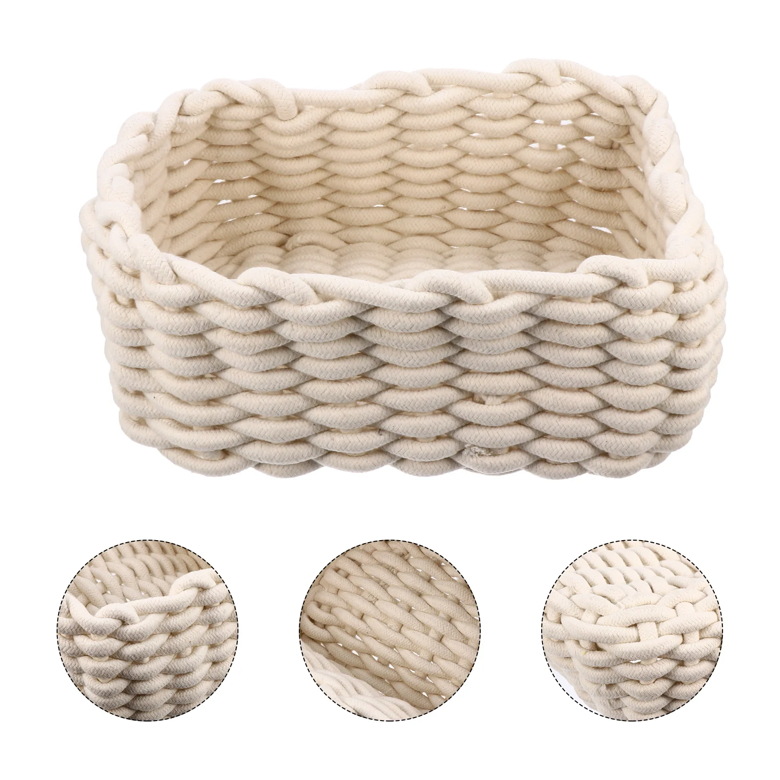 

Cotton Baskets Home Decorative Organizer Bin For Clothes Accessories Sundries Desktop Food With Handles Farmhouse Modern Style