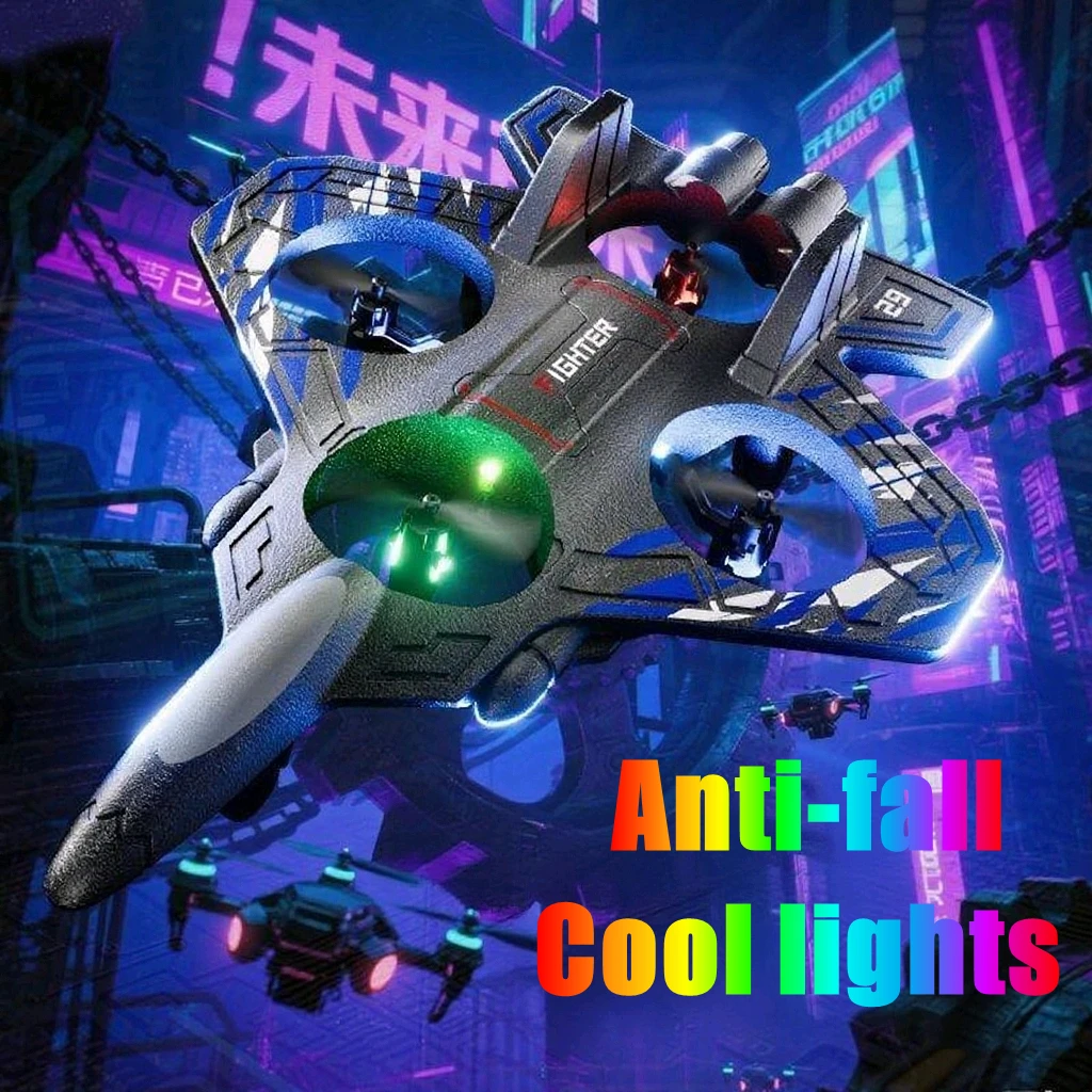 

2.4G Stunt Remote Control Glider Flying Helicopter RC Hobby Jet Plane Foam Fighter Airplane Toy Drone with Light 1-3 Batteries