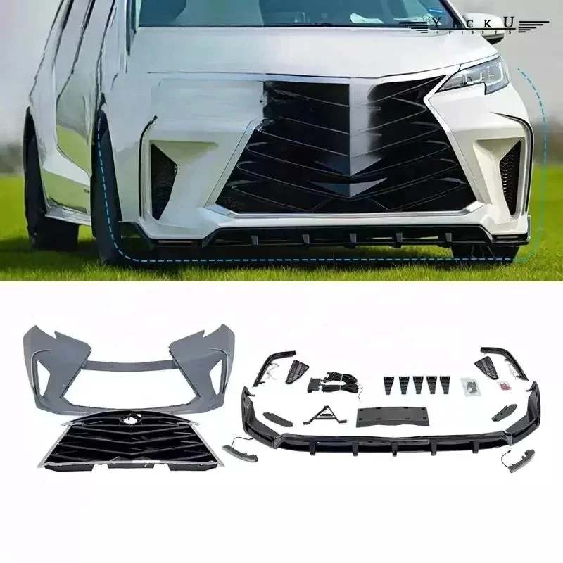 High Quality PP Material Thunder Edition Full Exterior Modification Kit With Front Bumper And Rear Bumper Fit Sienna