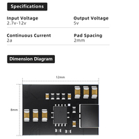 Sub250 1S BEC Board for O4 FPV Drone DIY 1S TinyWhoop Voltage Boost Module 5v Output and 2mm Pad Spacing
