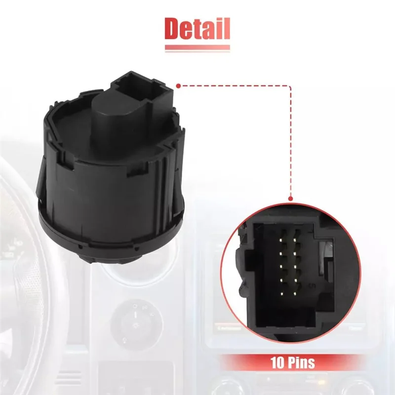 

9L3Z-11654-BA 9L3Z11654BA 10 Pins Car Headlight Switch HLS1470 For Ford F150 F-150 HLS1466 SW6636 LHD