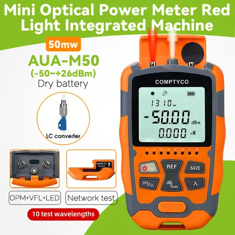 COMPTYCO AUA-M50 Mini OPM 4 in 1 Multifunction Optical Power Meter Visual Fault Locator Network Cable Test Optical Fiber Tester