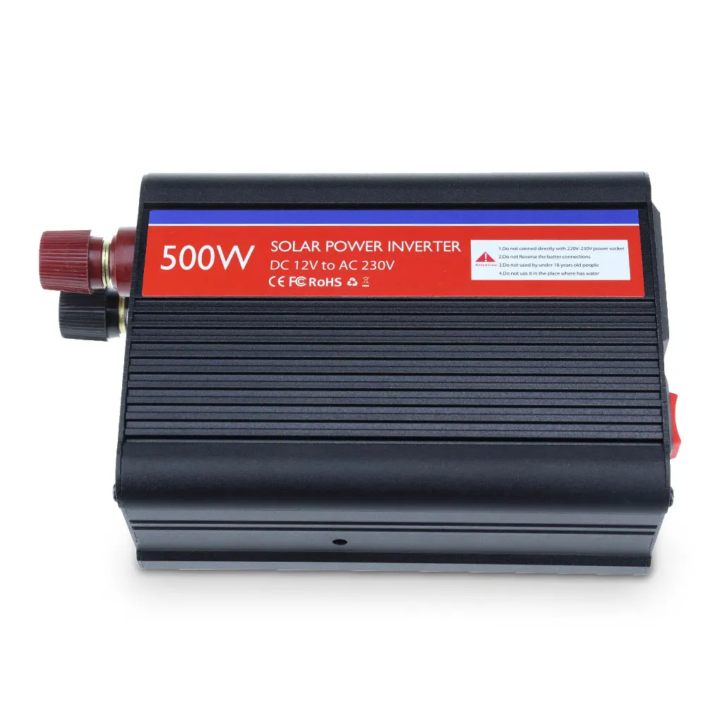 Conversor de energia para veículo de onda senoidal 500W portátil DC 12V para AC 230V Adaptador de ventilador embutido Inversor de emergência externo