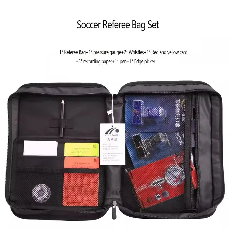 Professional Football Referee Bag With Whistle Red Yellow Cards Pick Edge Coin Barometer Soccer Wallet Set Kit Referee Equipment