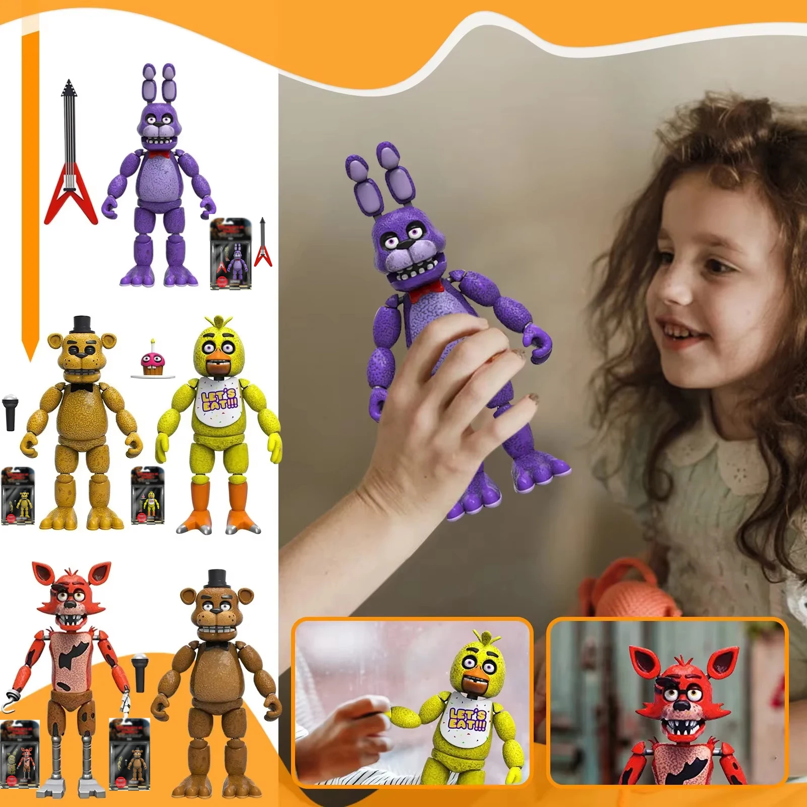 14cm freddy bonnie foxy chica figura de ação móvel blacklight freddy frostbe pesadelo pvc modelo coleção brinquedos caixa original