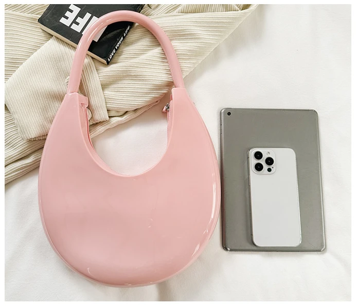 Women Bag Half Moon New Fashion Solid Soft PVC Designer Bags Luxury Shoulder Bag Handbag All-match