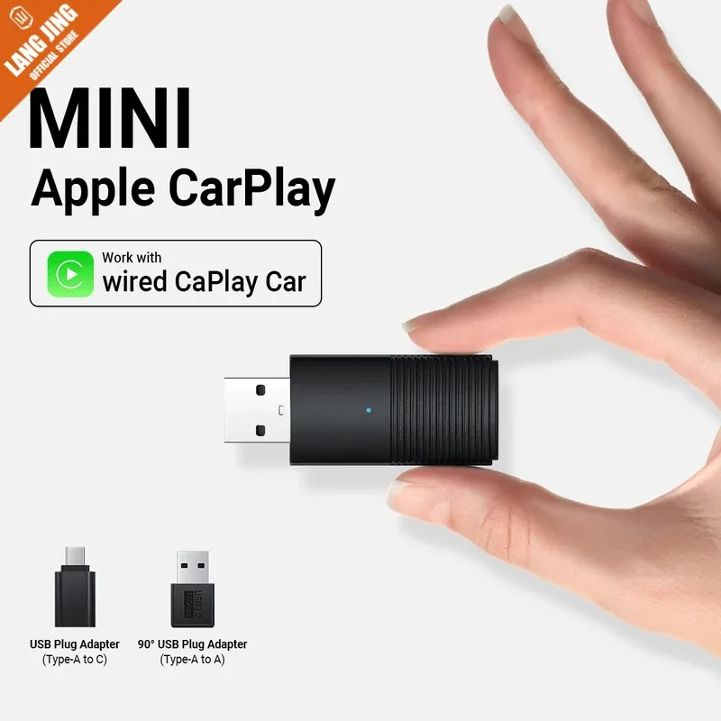 

2024 Mini Apple CarPlay Wireless Adapter Car Play Dongle Bluetooth WiFi Fast Connect Plug and Play for OEM Wired CarPlay Car New