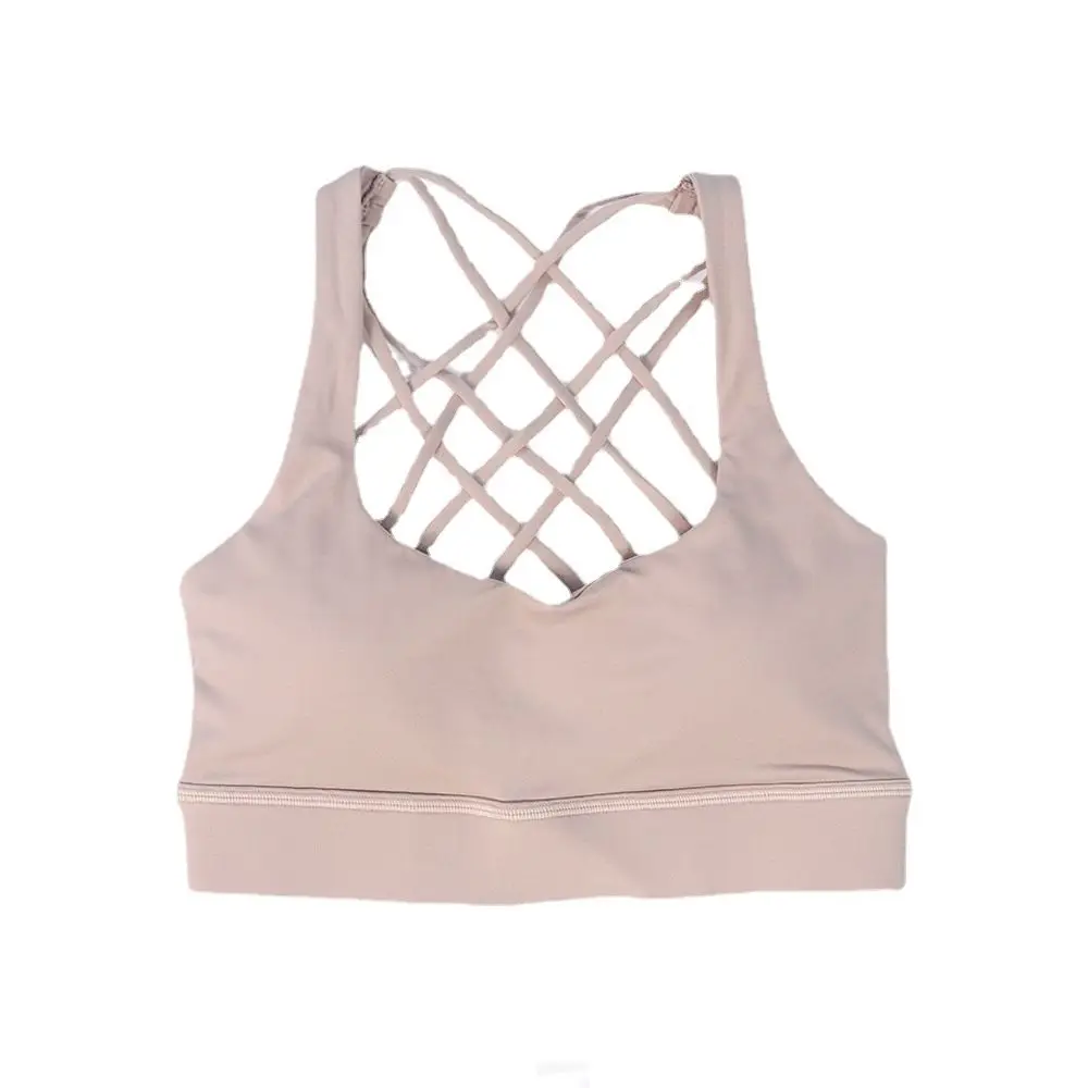 Soutien-gorge de yoga rembourré à bretelles pour femmes, dos croisé, sans fil, sexy, sport, entraînement mignon