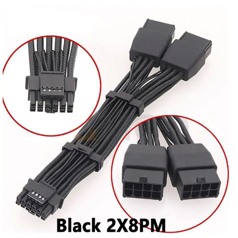 For 16AWG embossed line 2x8pin 8PIN to 16Pin 12VHPWR connector 90 degree elbow New graphics card cable