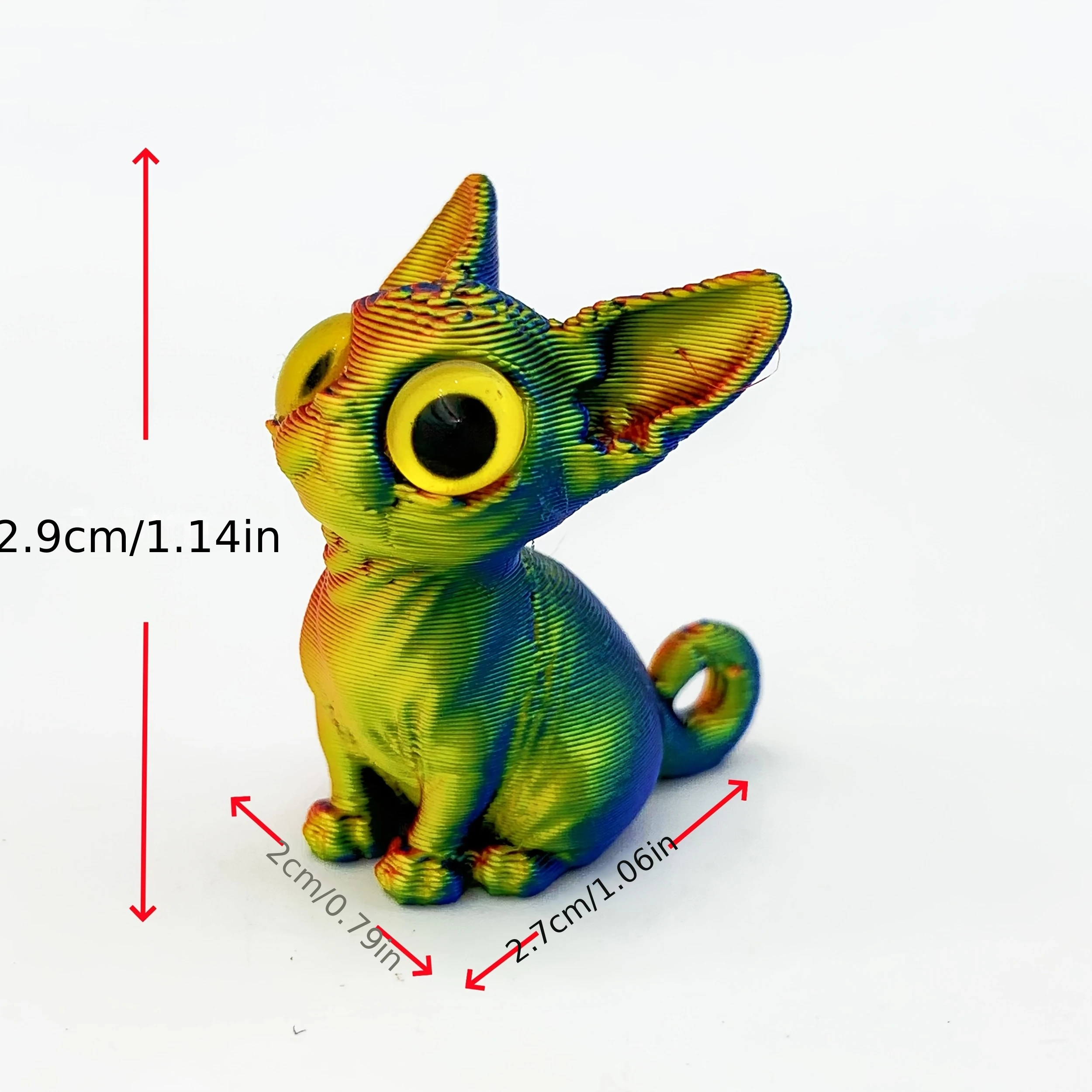 3D Printing Simulation Hairless Cat Model Creative Mini Cute Hairless Cat Statue Decoration Ornament Suitable for Birthday Gifts