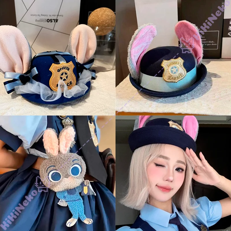 Cartoon Zooto2 Judy Cosplay Prop Judy Hopps Hat Judy Rabbit Officer Hat Hairpin Rabbit Brooch For Hallowmas Party Adult Comicon