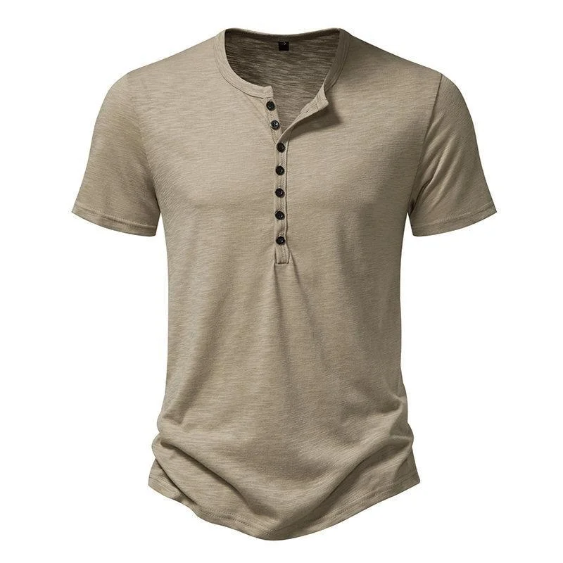 2024 Mens Cotton Linen Shirt Short Sleeve V-Neck Casual Beach Comfortable Fashion Mens T-Shirt