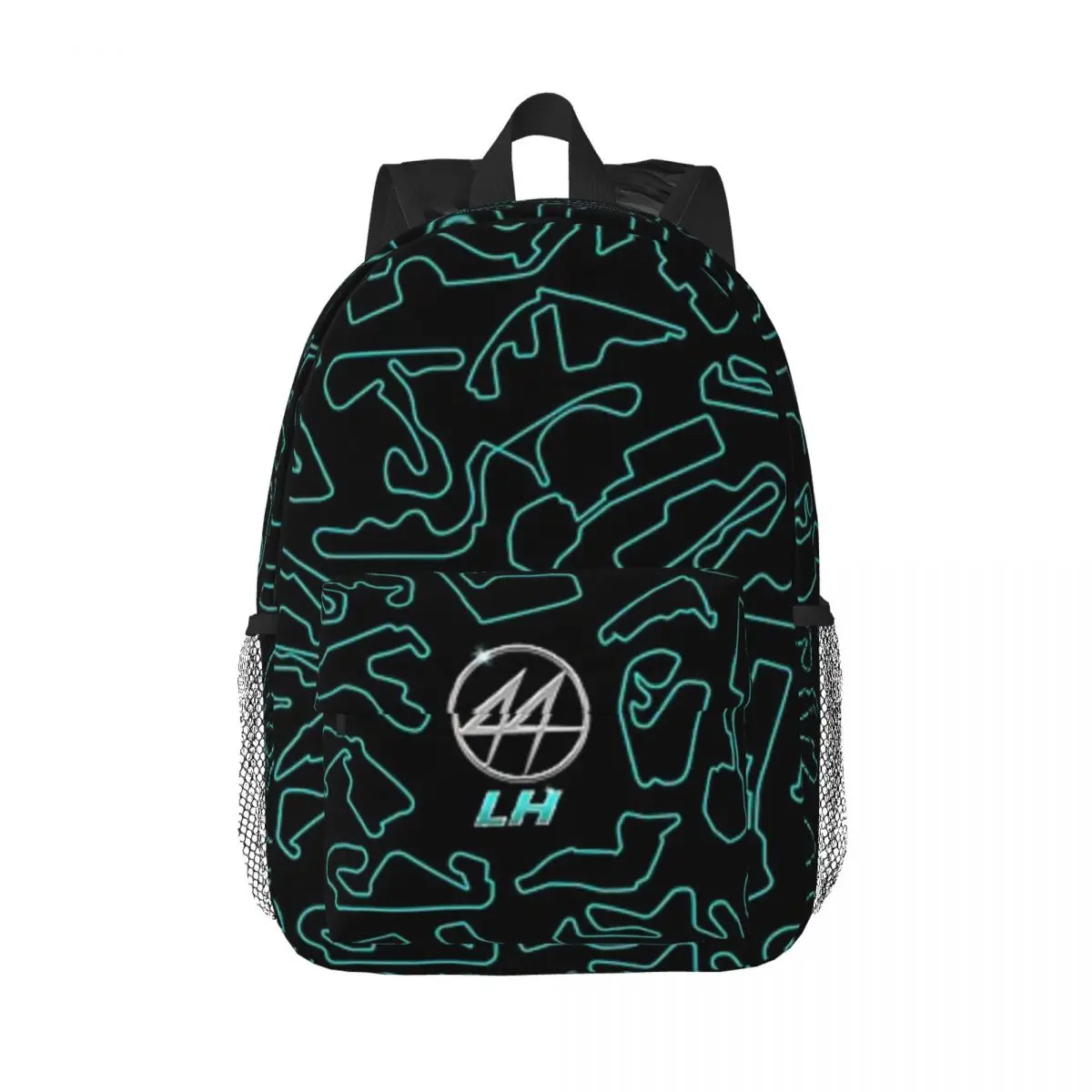 LH 44 Logotipo cromado - Padrão de circuitos impresso leve mochila casual para escola, ao ar livre, compras, escritório 15 polegadas