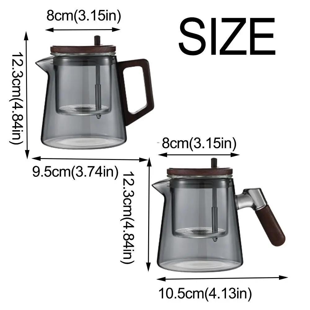Creative Tea separation Glass Teapot 650ML Heat Resistant Tea Pot with Infusers with Wooden Handle Large Capacity