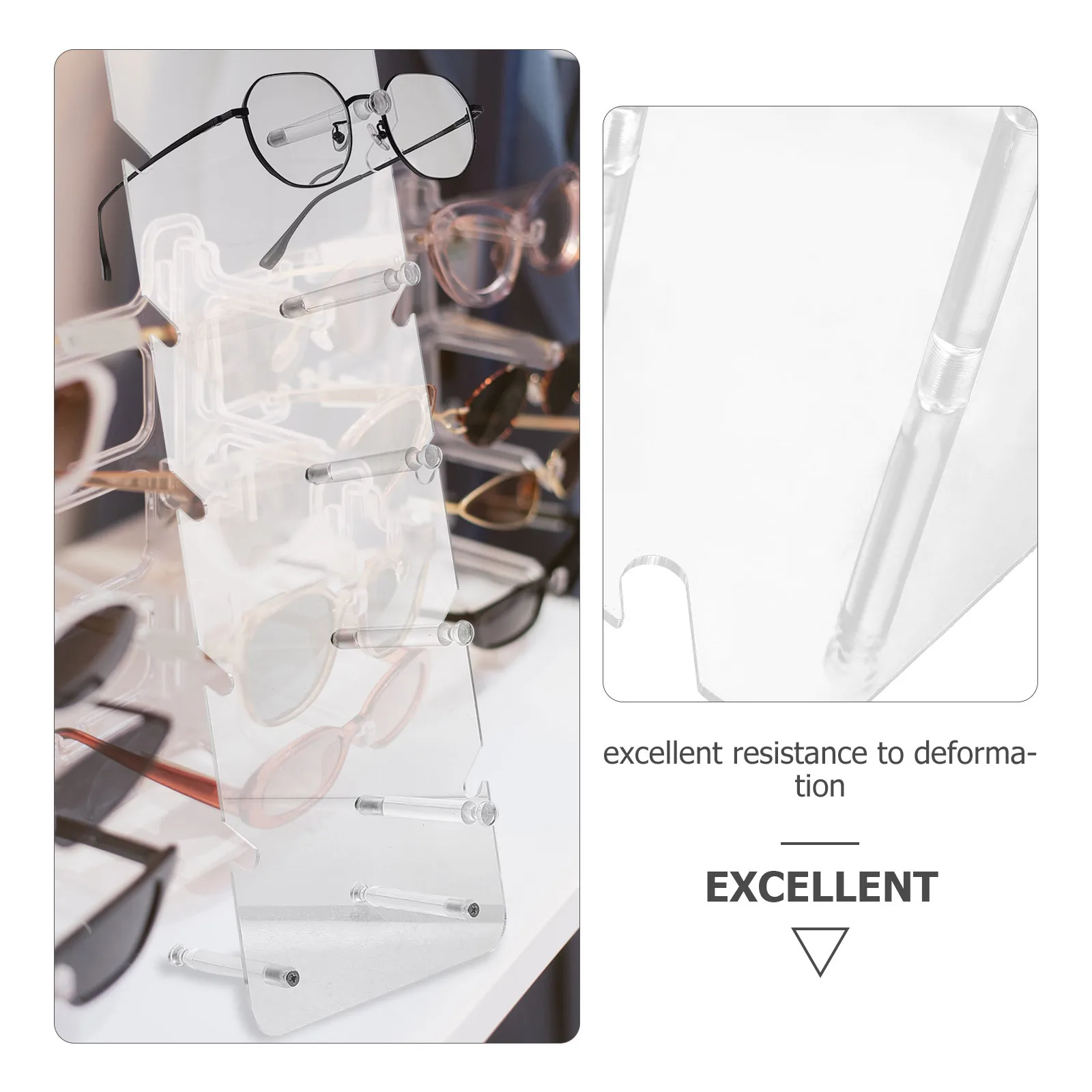 

Glasses Organizer Acrylic Transparent Sunglasses Stand Display Holder Tabletop Eyeglass Rack Multi-Function Glasses Display