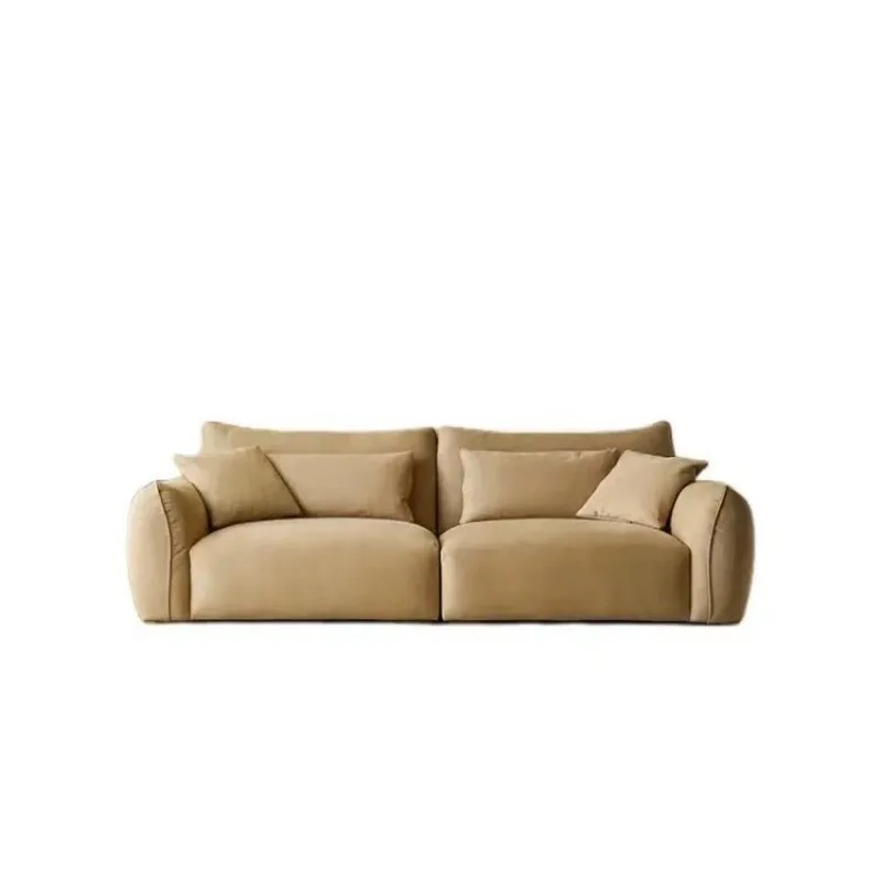 

Wabi Sandy Wind Simple Sofa Small Apartment Living Room Bedroom Cream Wind Straight Row Leisure Technology Cloth Lazy S