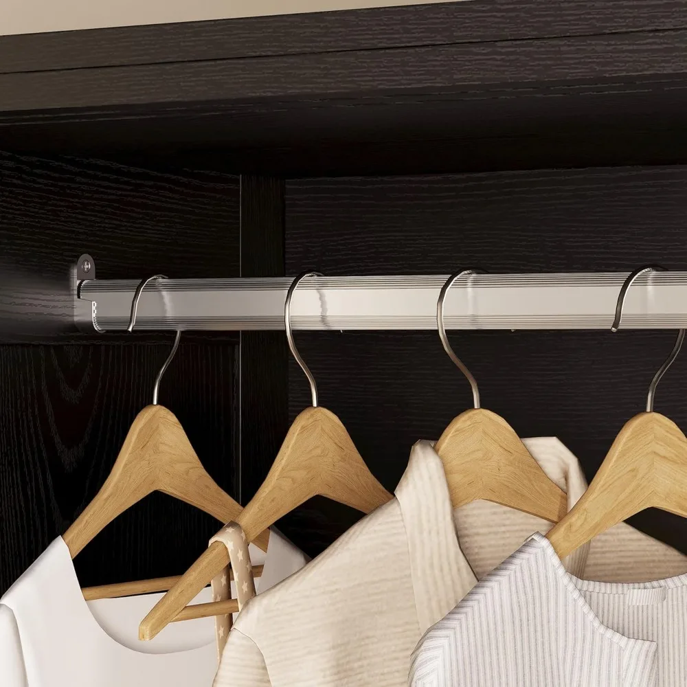 خزانة ملابس حديثة بطول 71 بوصة ببابين مع مرآة، أبواب منزلقة، درجين، قضيب تعليق