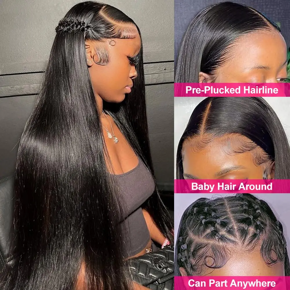 42 Inch 200% Density 13x4 Straight Lace Front Wigs Human Hair 13x4 HD Lace Frontal Wigs For Women Human Hair Wig Pre Plucked