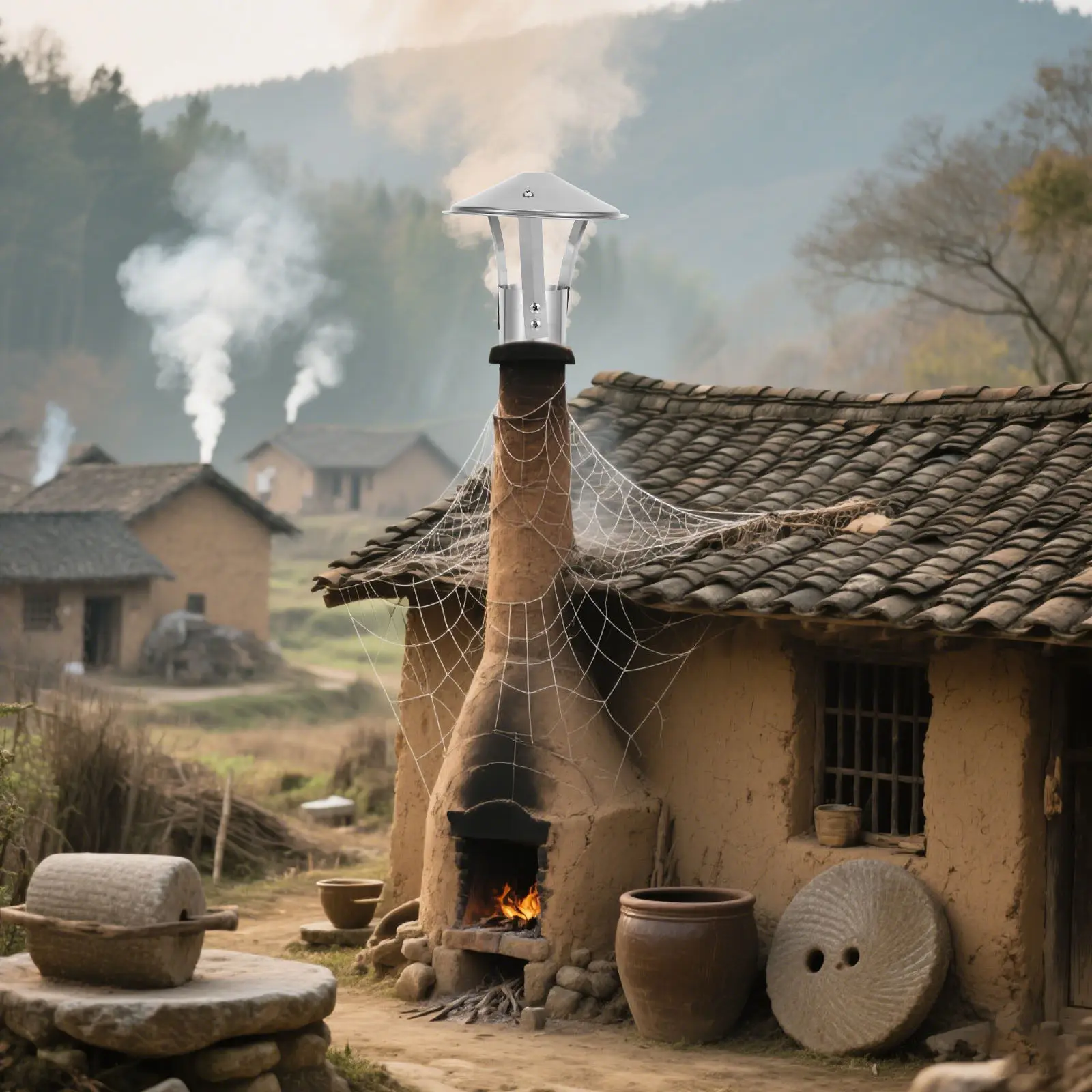 Колпак для дымохода из нержавеющей стали в форме зонтика, крышка для вентиляционного отверстия на крыше, защита от ветра и дождя для камина и дымоходной трубы
