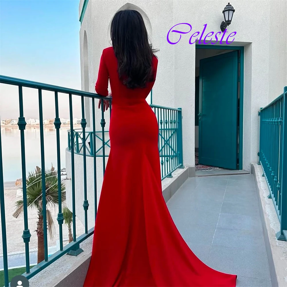 Customized Sexy Cap Sleeve Long Sleeves Evening Dress Exquisite Jersey Prom Dresses Delicate Mermaid Party Gowns For Woman