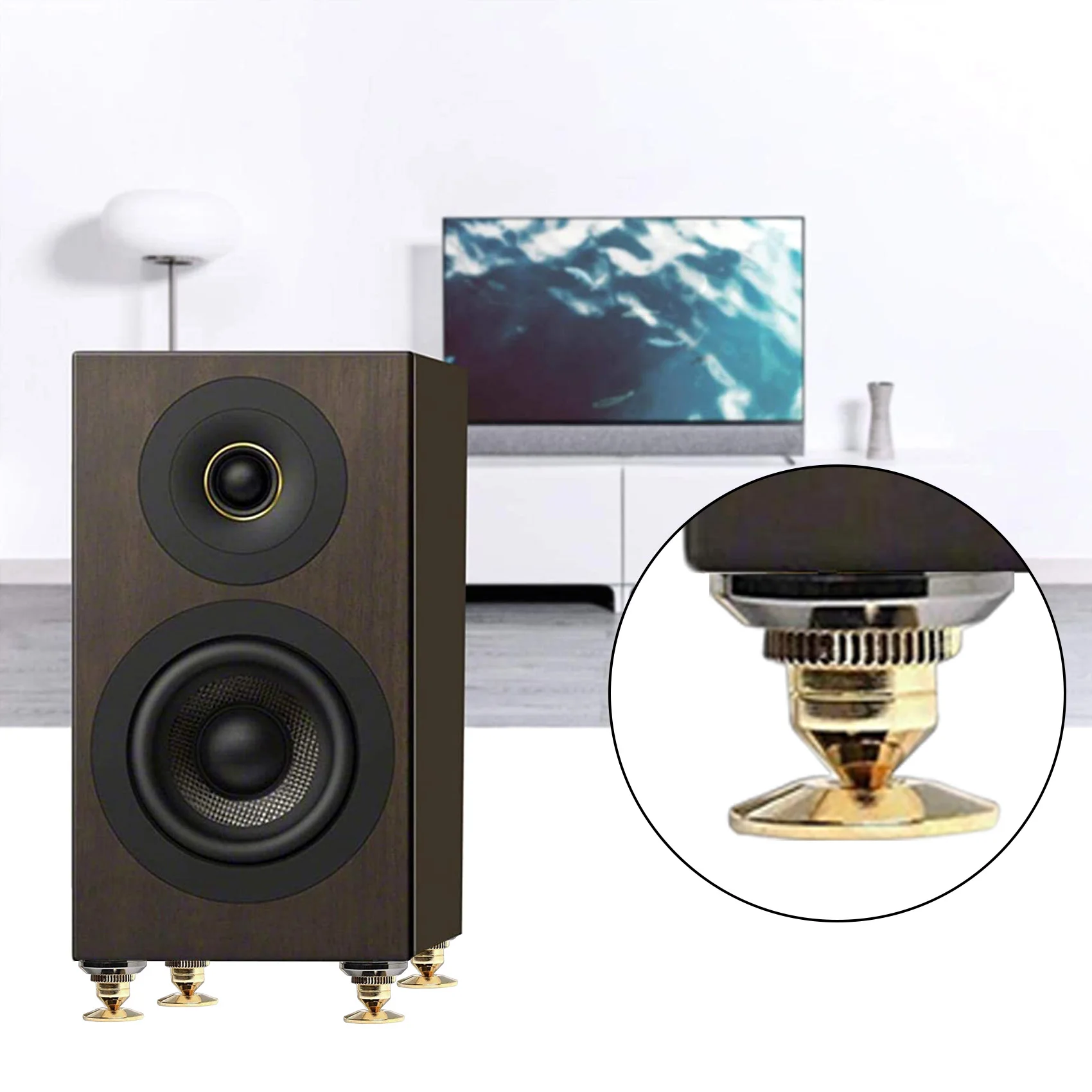 8 Set Golden-Plated Speaker Spikes, Speaker Stands CD Audio Subwoofer Amplifier Turntable Isolation Feet