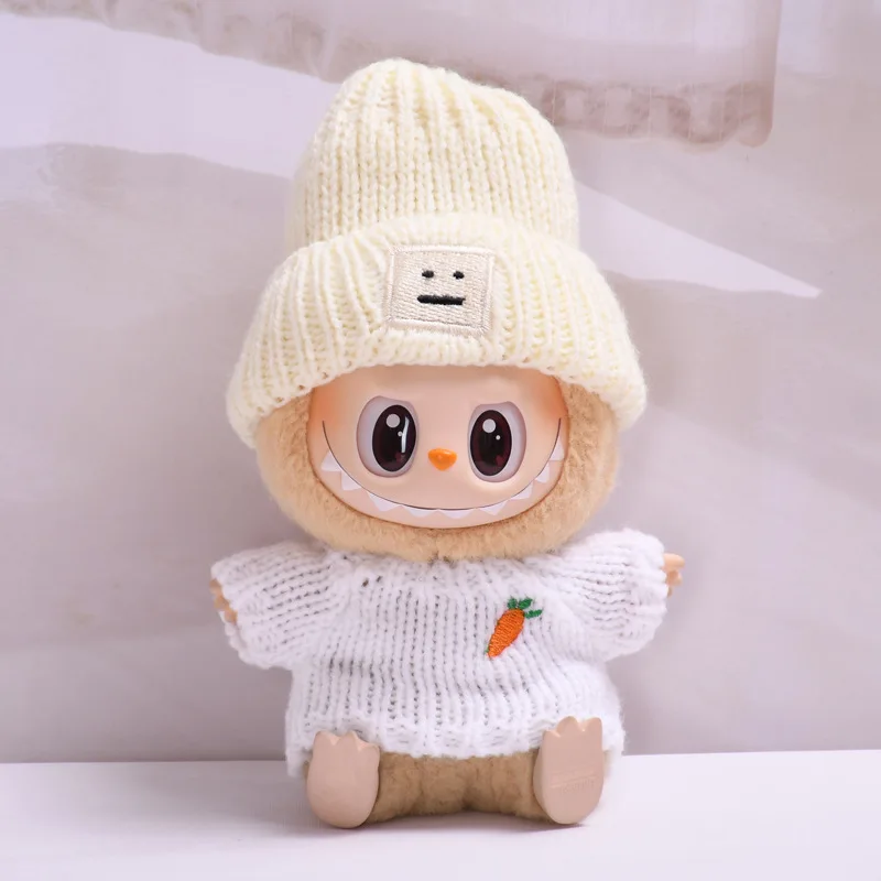 17 cm Labubu I II Idool Poppen Kleding Trui Hoed Outfit Kerstmis Nieuwjaar Geschenken Korea Kpop Exo Kleding Pluche Poppenkleding